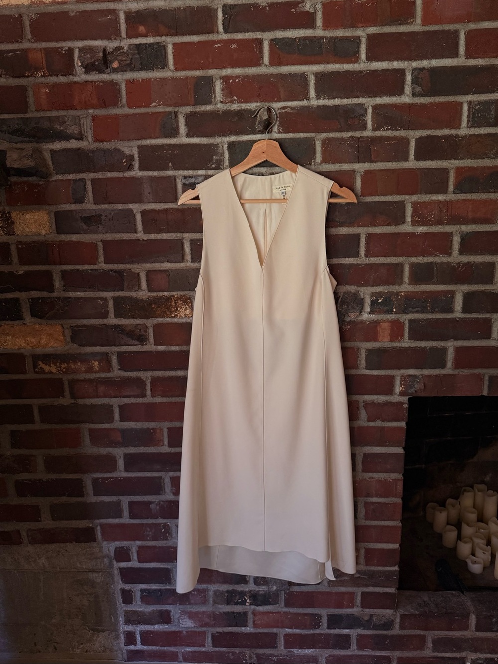 rag & bone Sleeveless Cream V-Neck A-Line Dress